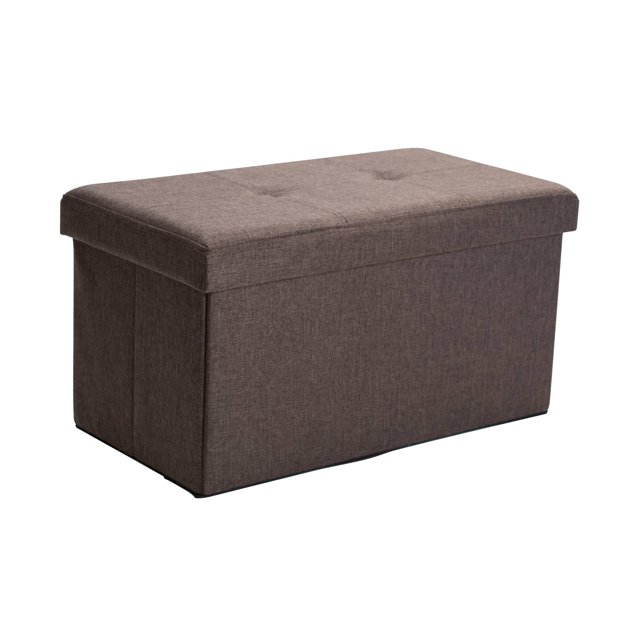 Simplify 30" Faux Linen Double Folding Storage Ottoman